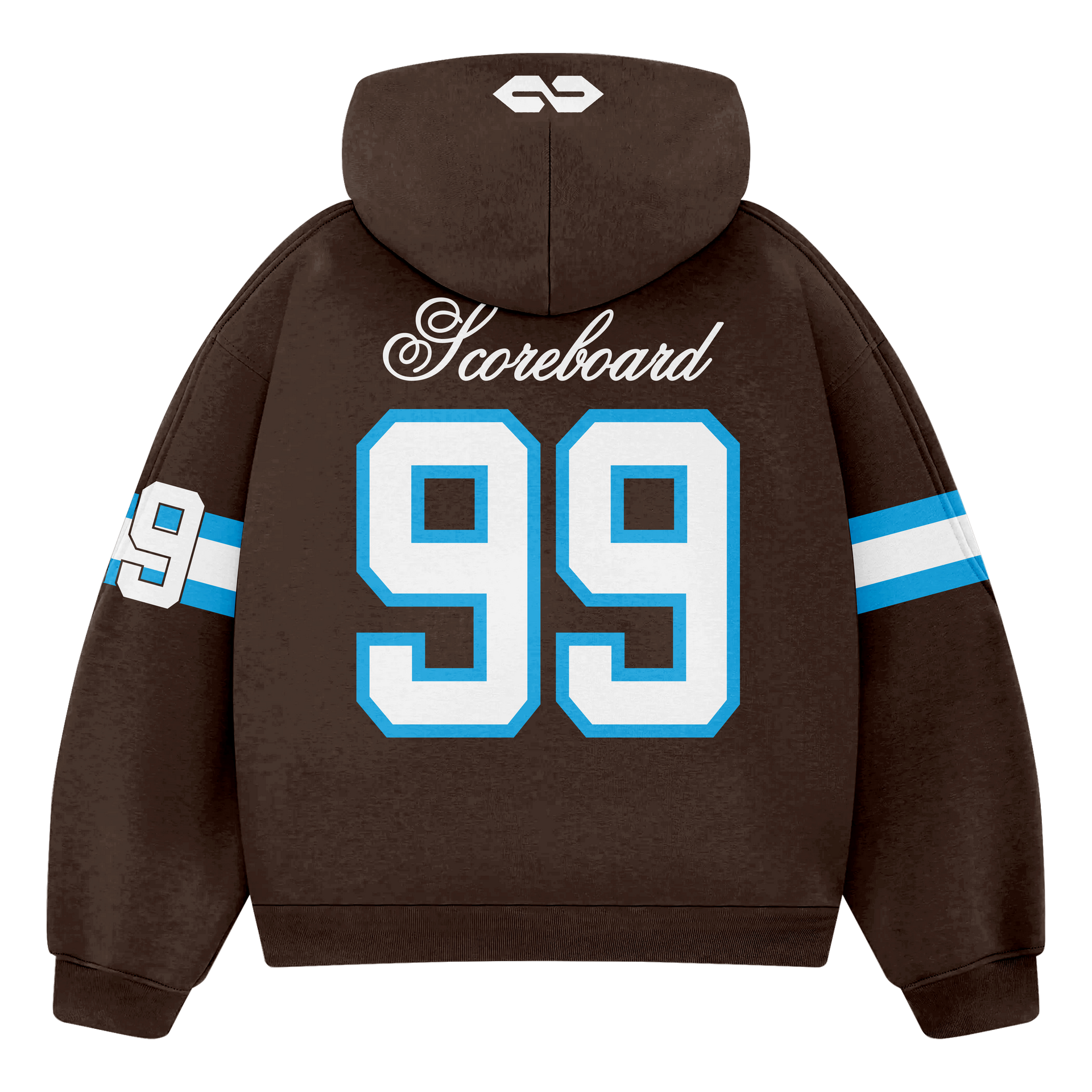 FRENCH TERRY COTTON UNIVERSITY HOODIE DARK MOCHA