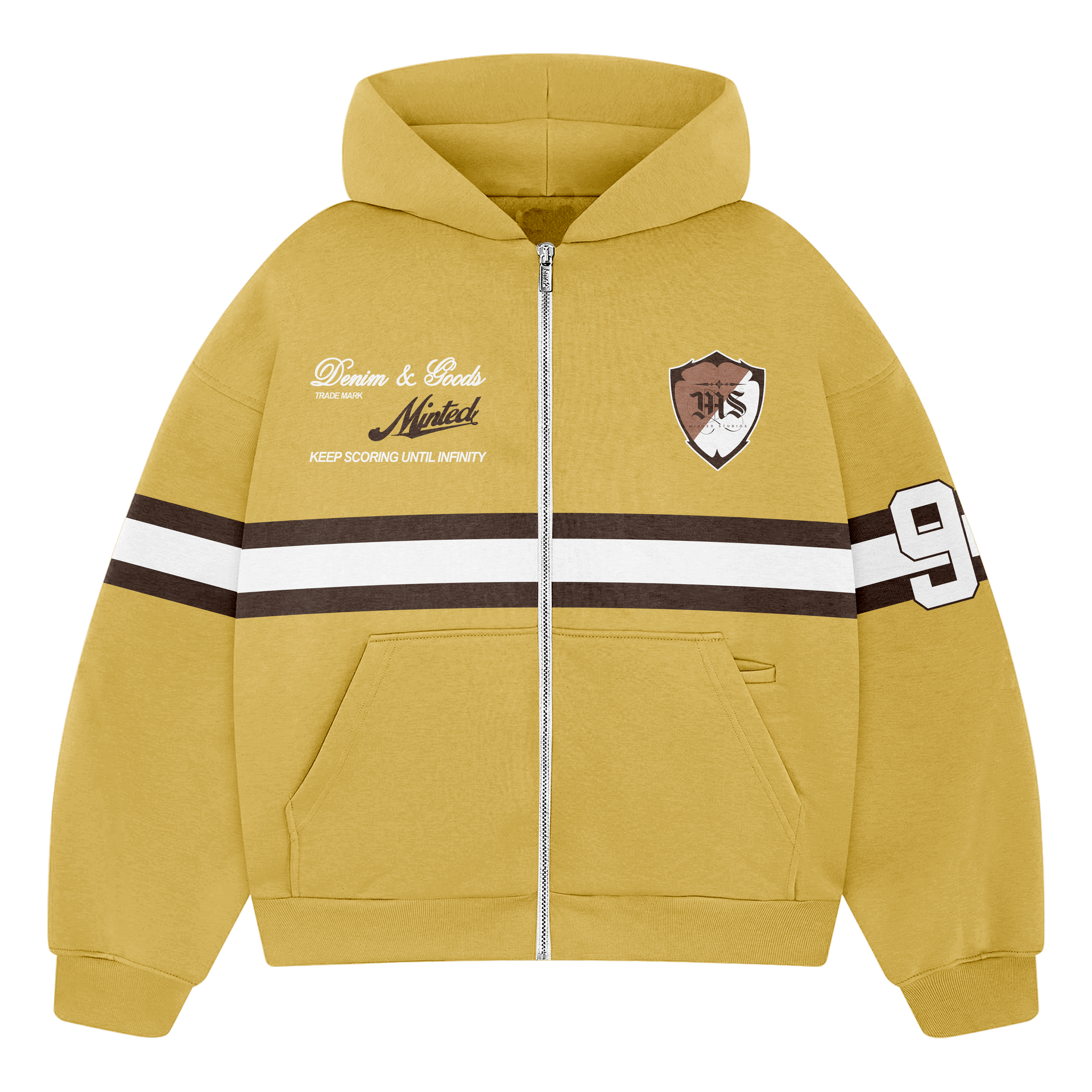 FRENCH TERRY COTTON UNIVERSITY HOODIE MELLOW YELLOW