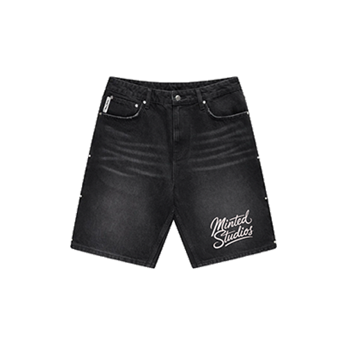 MINTED DENIM MOTO JORTS WASHED BLACK * COMING-SOON*